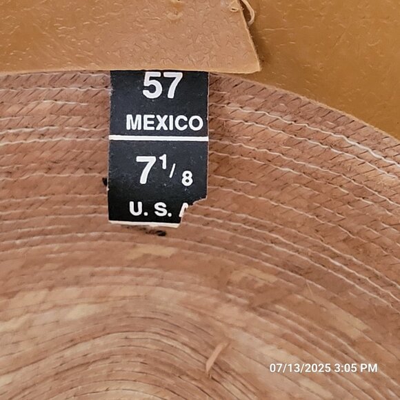 Sahuayo Legitimo Straw Hat Adjustable Rope Chin Strap Western Wide Brim 7 1/8 - Picture 6 of 7